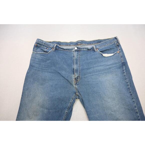 Levi's 505 Regular Fit Straight Stretch Rugged Denim Blue Jeans Mens Sz 50 x 30 - Picture 6 of 11
